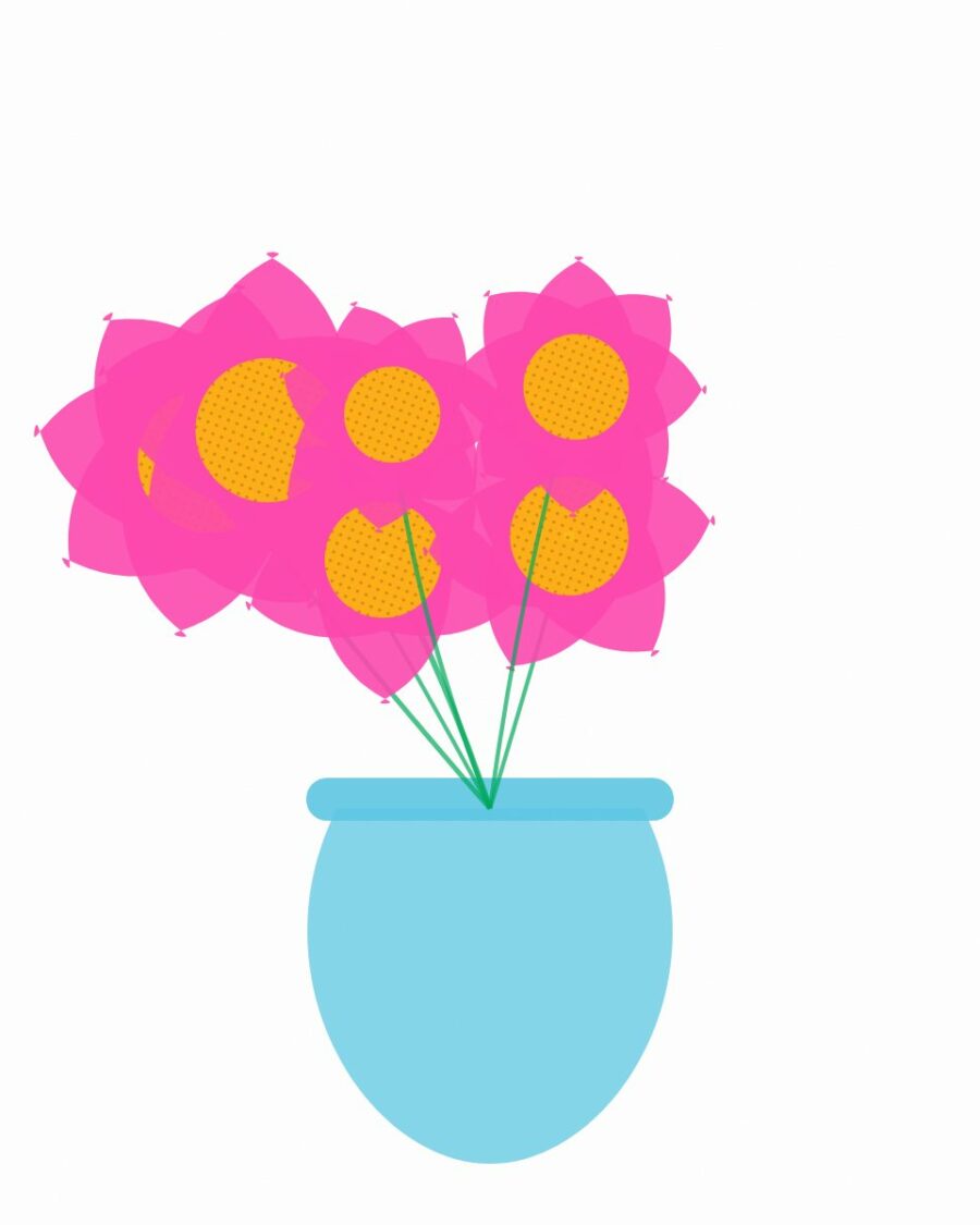 A vase of painted flowers