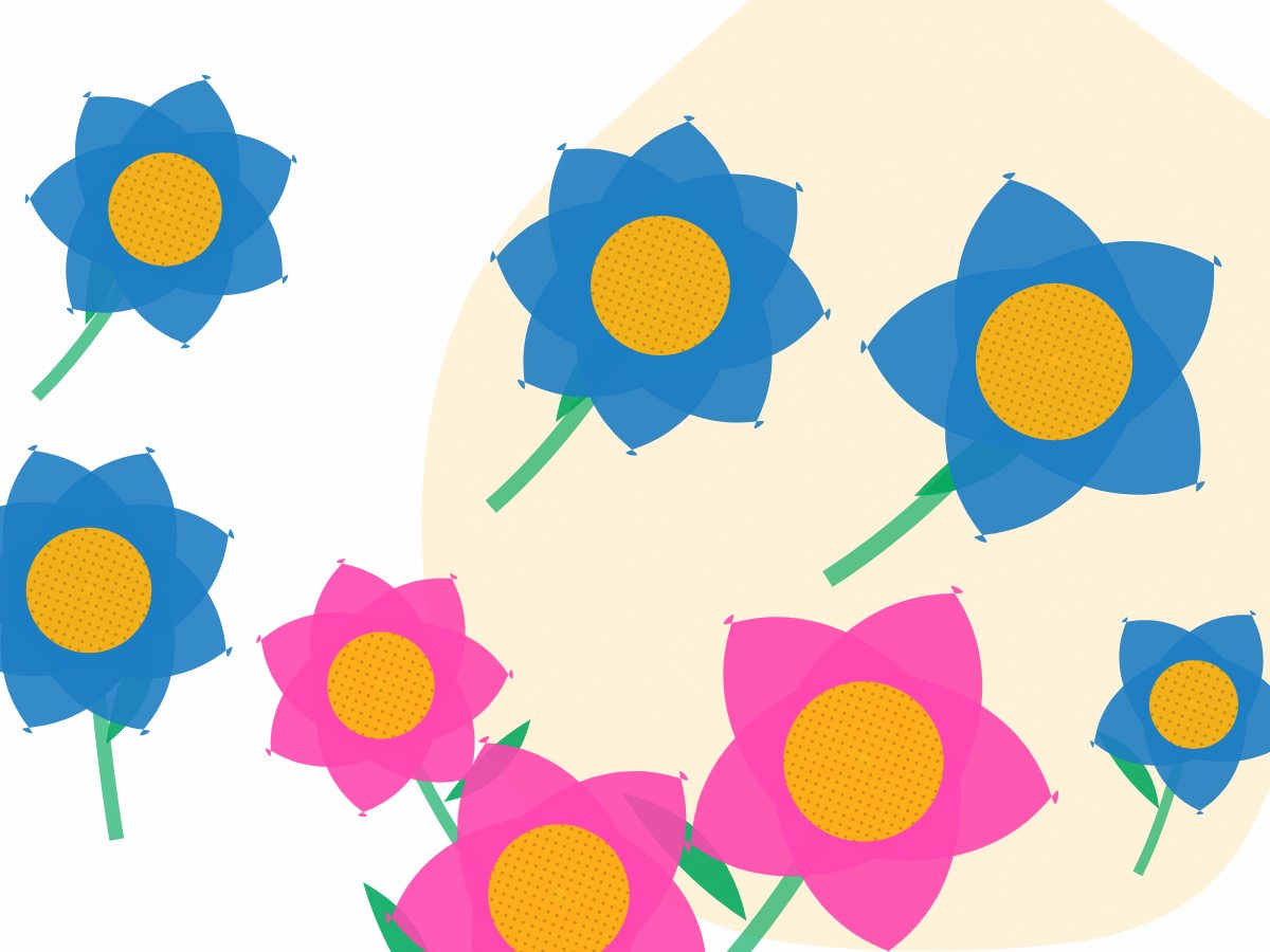 Blue and pink painted blooms